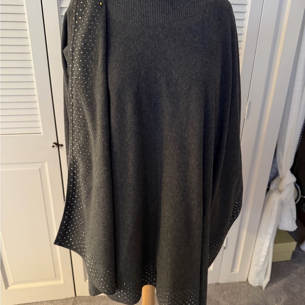 Chico's Gray Embellished Poncho